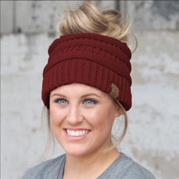 CC  Messy bun ! Ponytail Beanie Hat Cutest - Picture 7 of 16